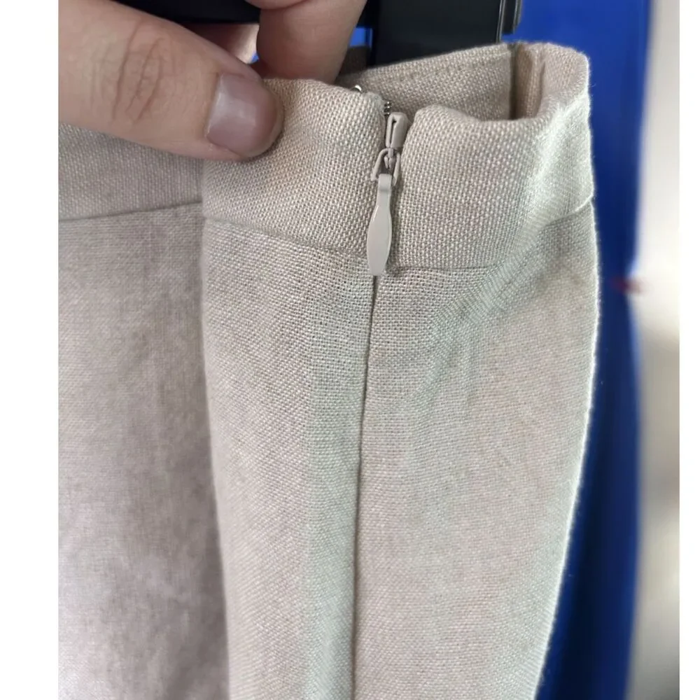 Old Navy Womens Cream Midi Skirt XL Neutral Capsule Wardrobe‎ Linen Minimalist